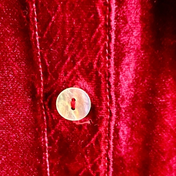 J. Jill Velvet Mother of Pearl Button-Up Burgundy Size PS Festive Party Blouse - Picture 5 of 9